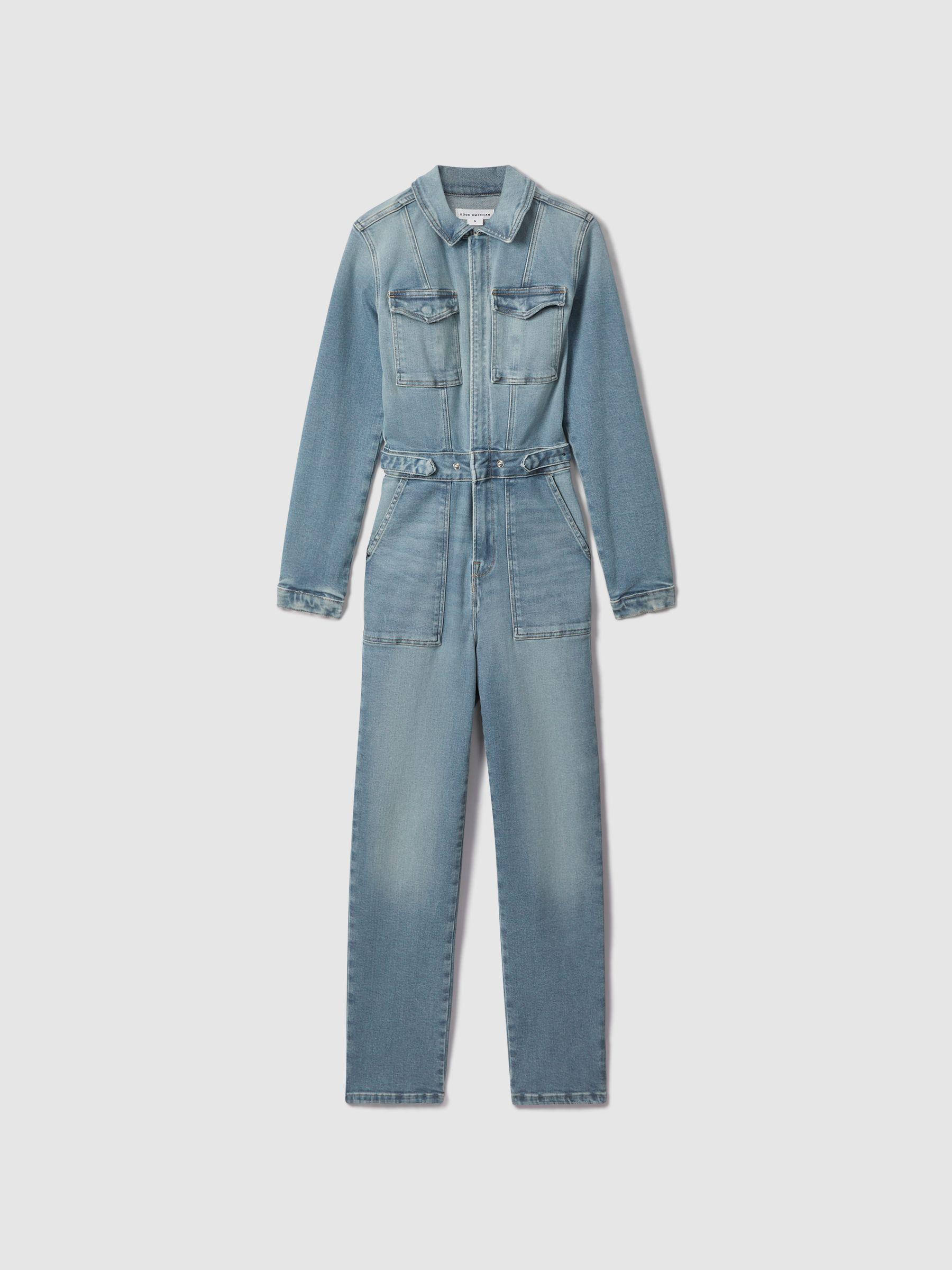 Good American Denim Long Sleeve Jumpsuit in Blue Product Image