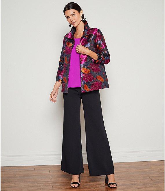 Caroline Rose Matte Crepe Flat Front Elastic Waist Wide Leg Coordinating Pants Product Image