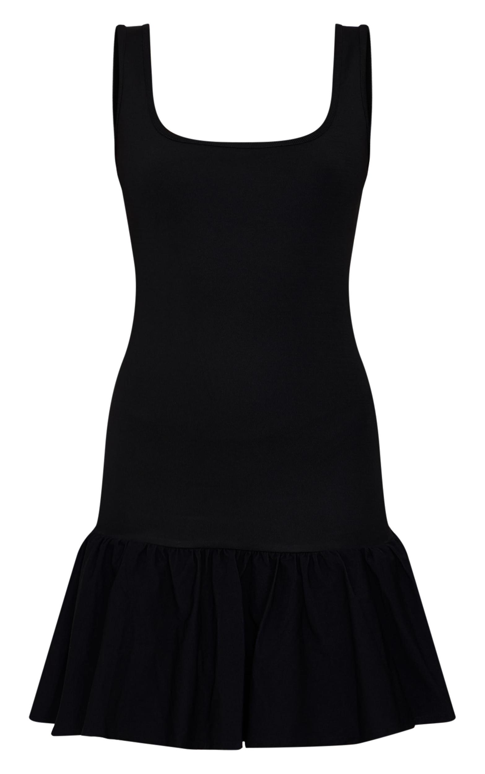 Black Bandage Dropped Waist Mini Dress Product Image