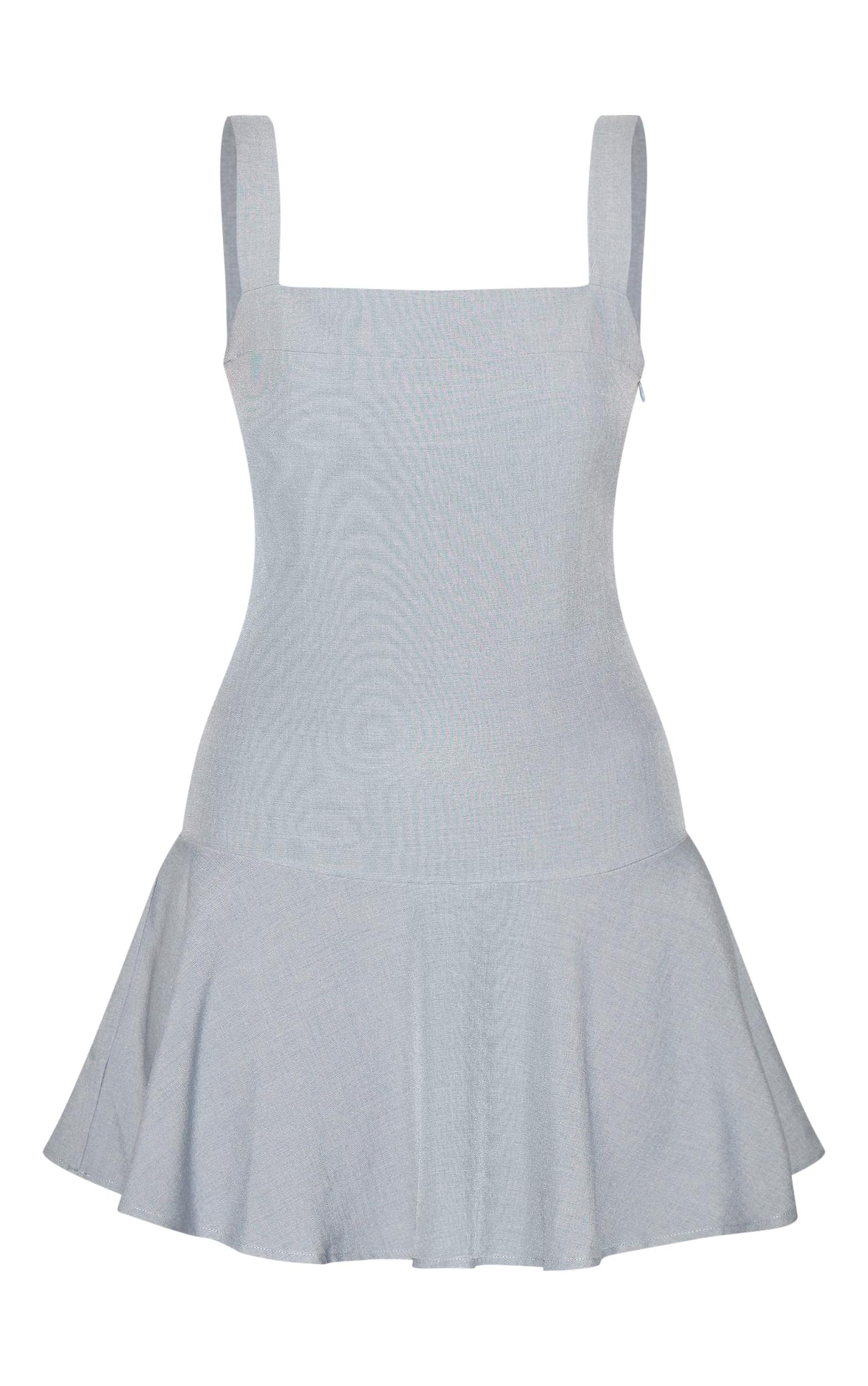 Charcoal Tailored Woven Scoop Back Shift Dress Product Image