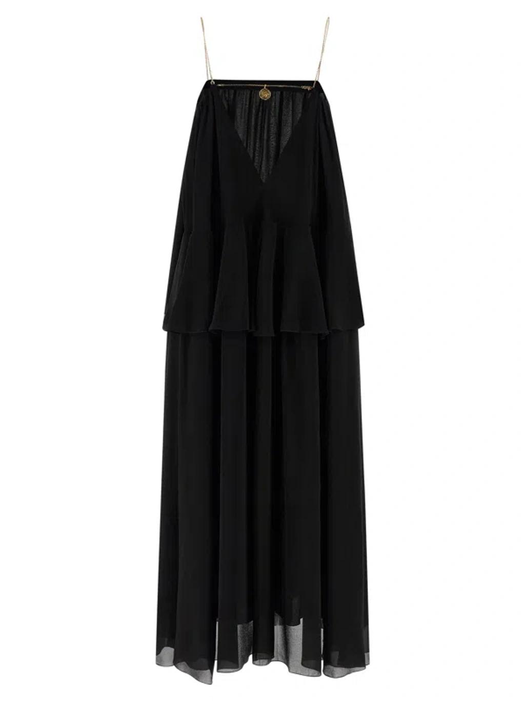 CHLOÉ Open-back Embellished Tiered Silk-georgette Maxi Dress In Black Product Image