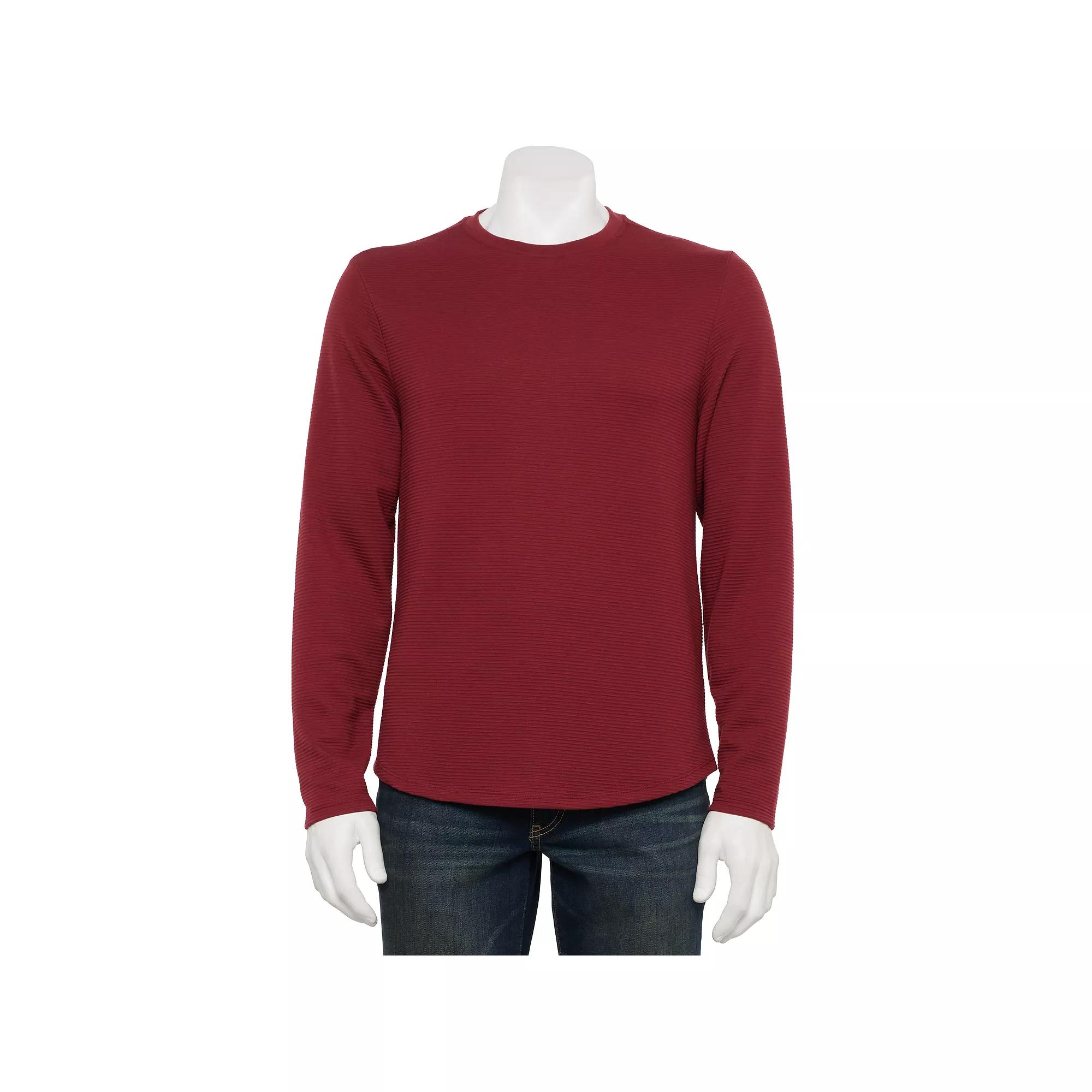 Men's M Magaschoni Long Sleeve Crew Neck Rib Textured Top,  Product Image