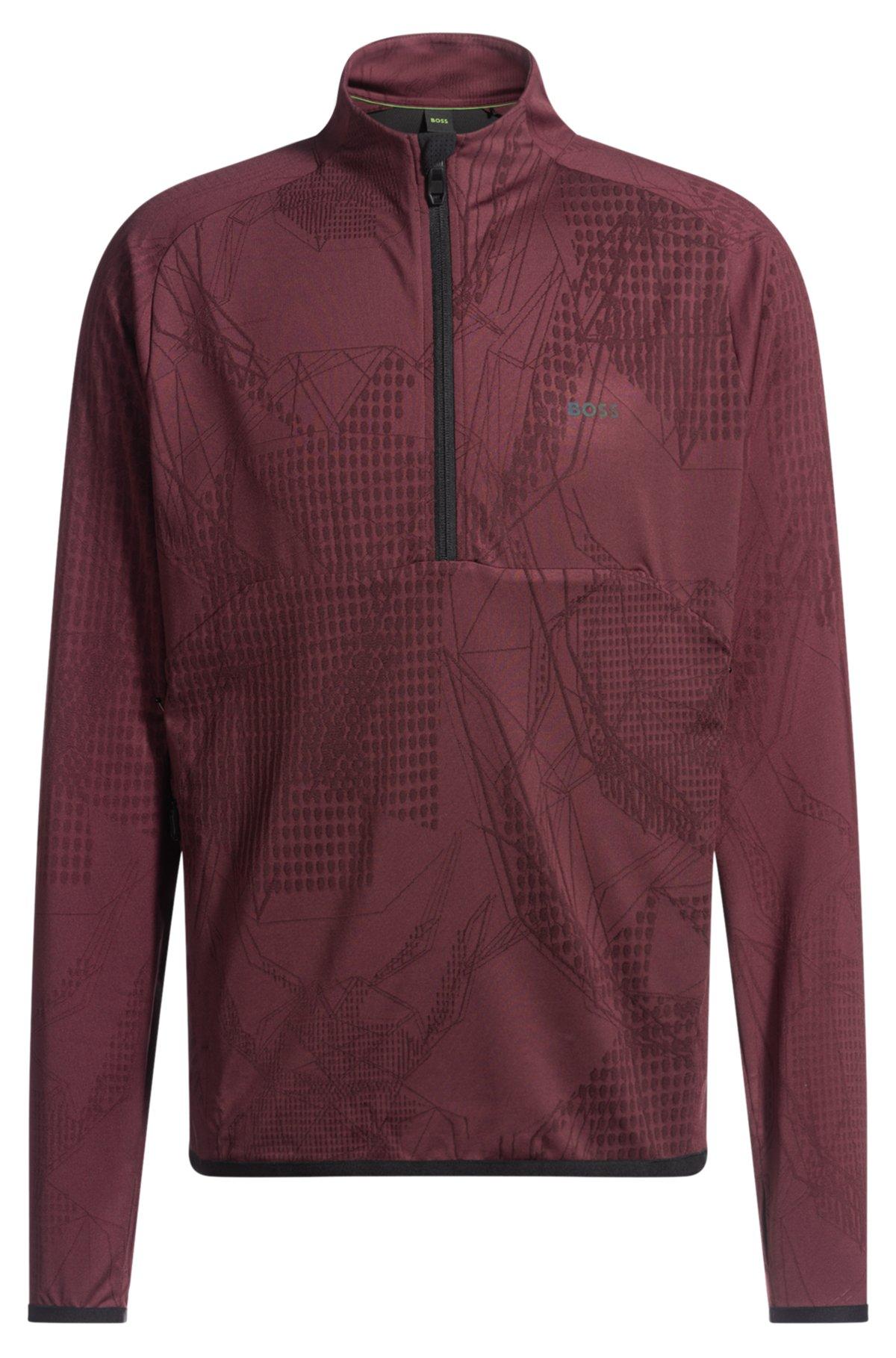 Active zip-neck sweatshirt in jacquard stretch fabric Product Image