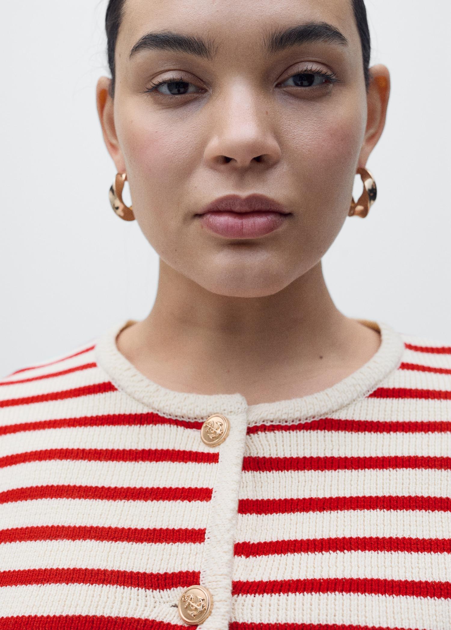 Stripped knit cardigan - Women | MANGO USA Product Image