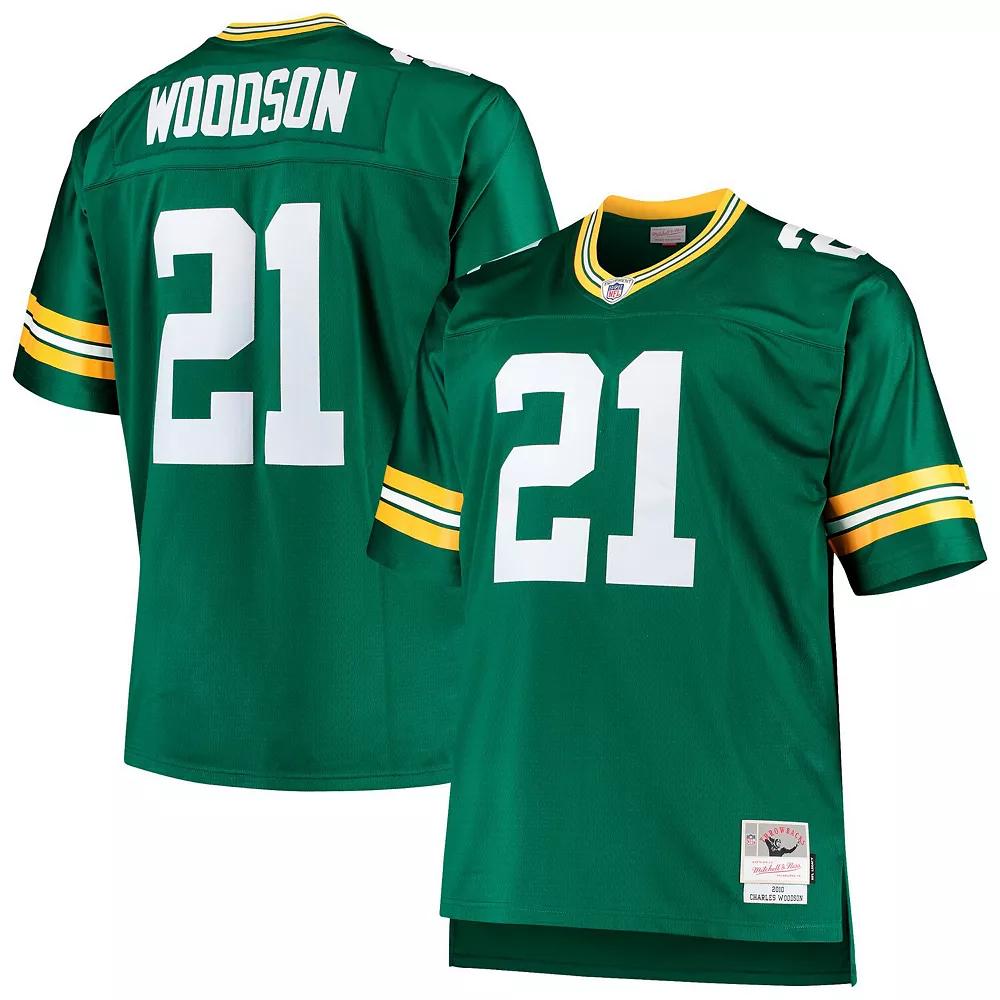 Men's Mitchell & Ness Charles Woodson Green Green Bay Packers Big & Tall 2010 Retired Player Replica Jersey,  Product Image