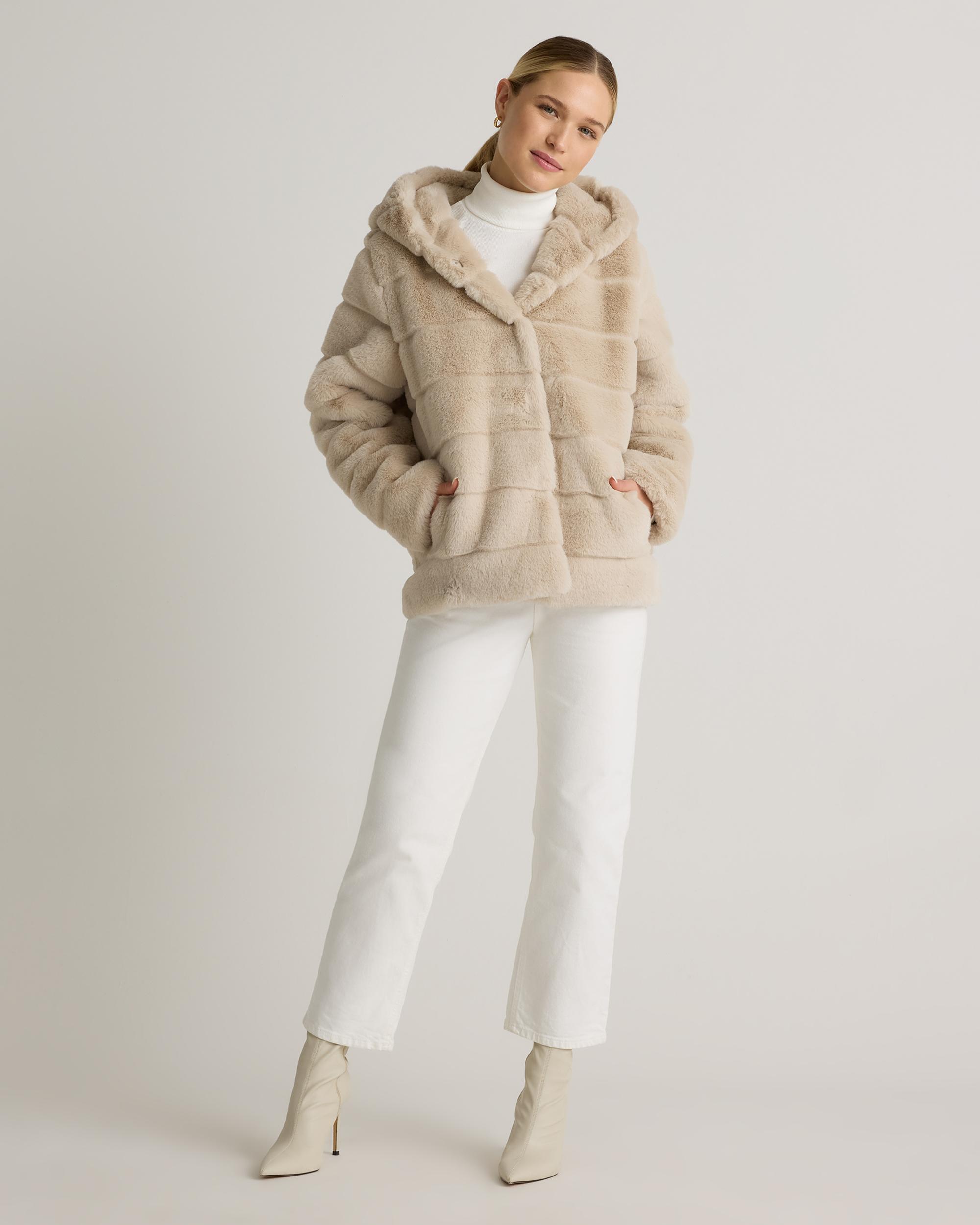Quince | Women's Hooded Faux Fur Jacket Recycled Polyester Product Image