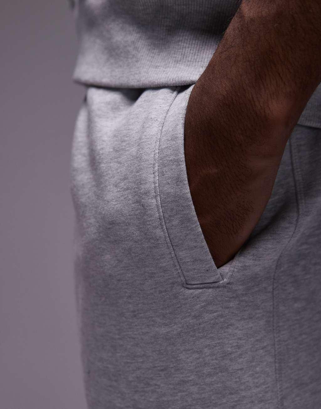 Topman 2 pack premium heavyweight relaxed sweatpants in black and gray heather Product Image