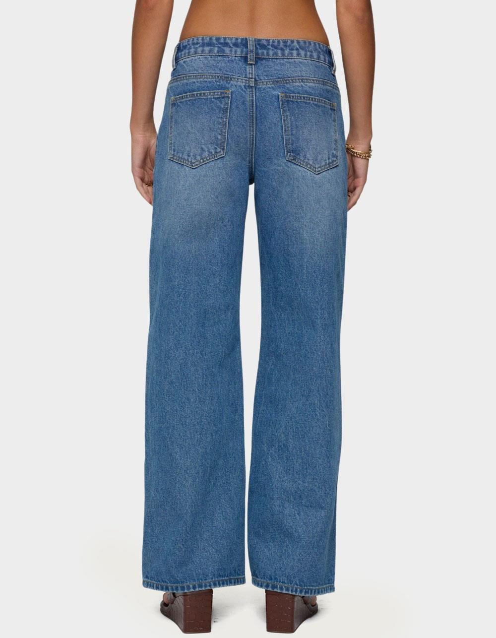 EDIKTED Ery Wide Leg Mid Rise Jeans - BLUE Product Image