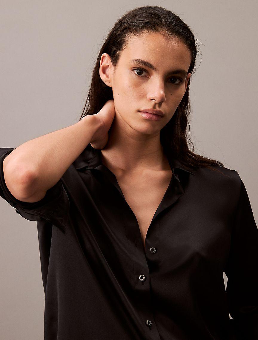 Satin Button-Down Shirt Product Image