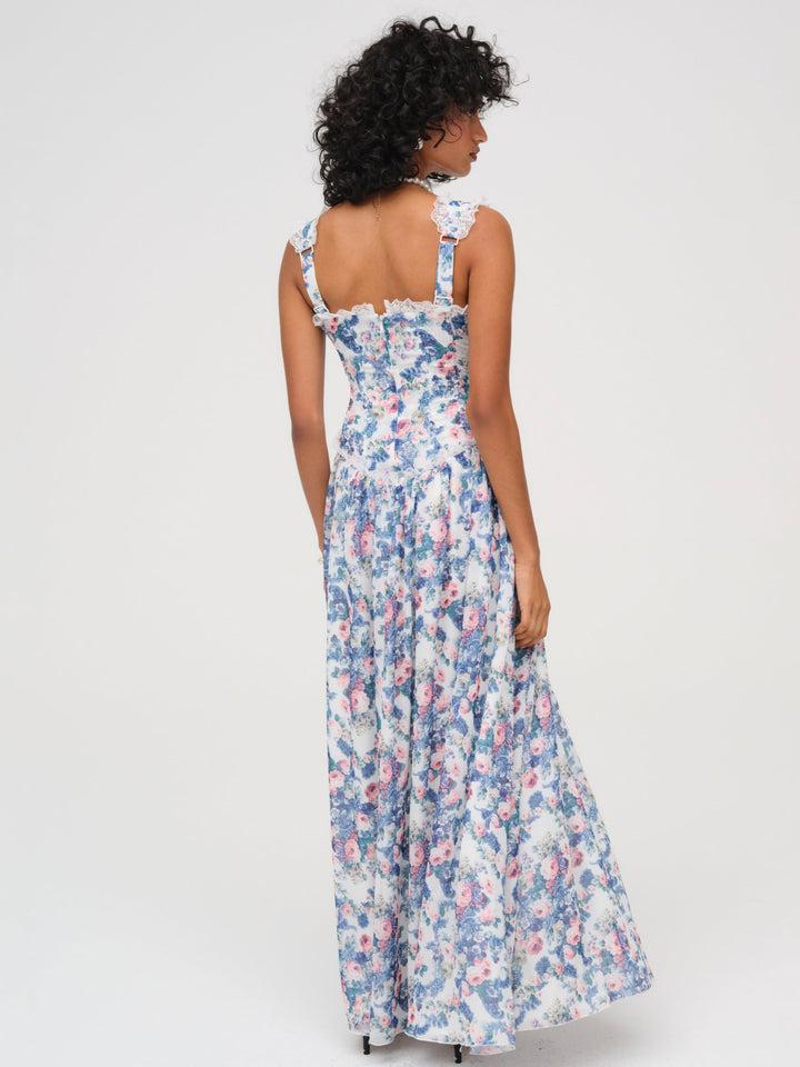 Audrey Floral Maxi Dress — Blue Product Image