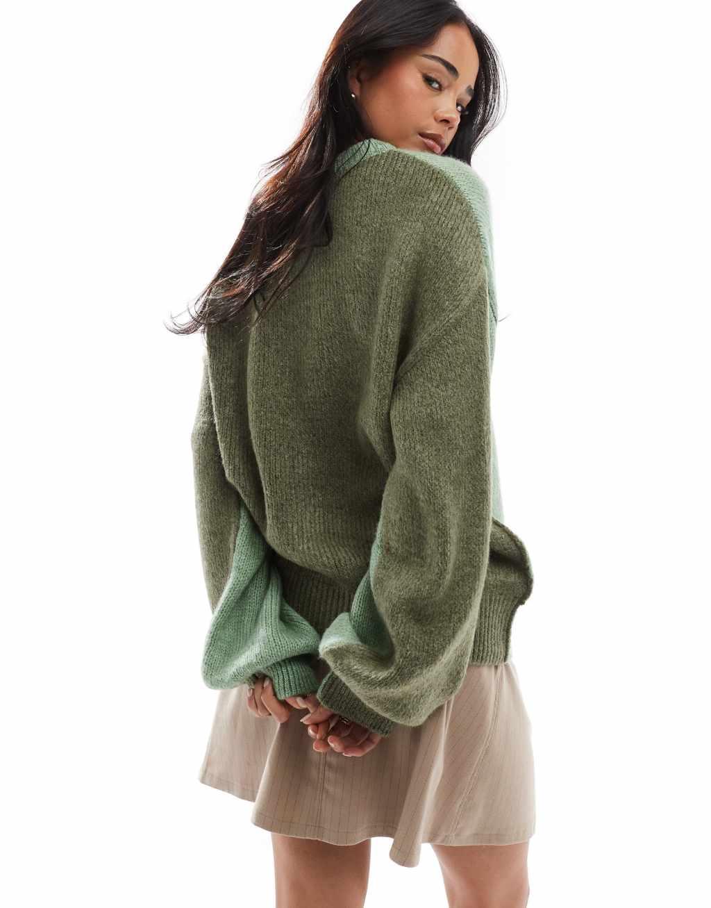 ASOS DESIGN crew neck longline cardigan in sage Product Image