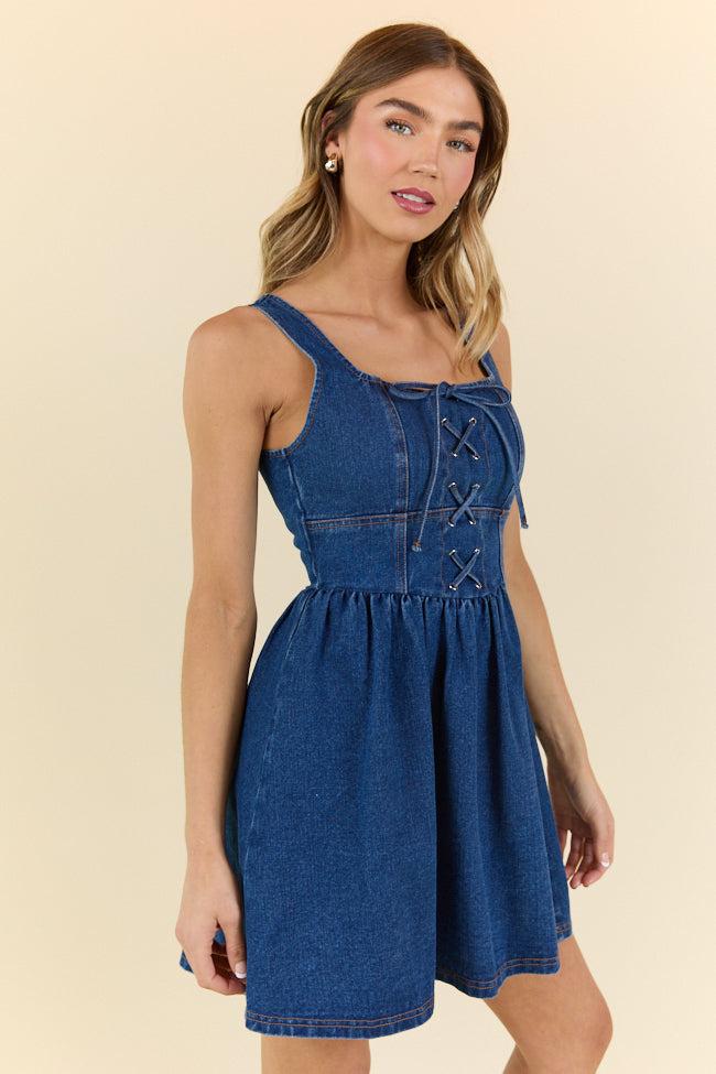 Good Energy Denim Corset Mini Dress FINAL SALE Product Image