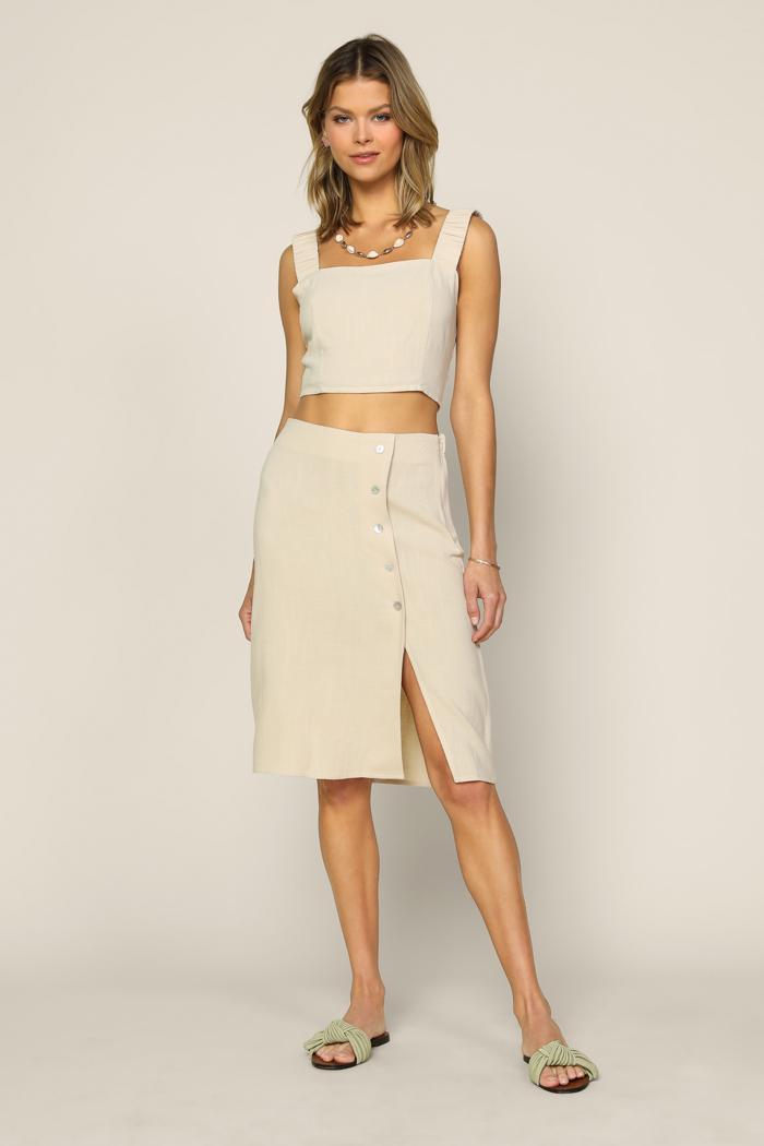 Button Down Midi Skirt Product Image