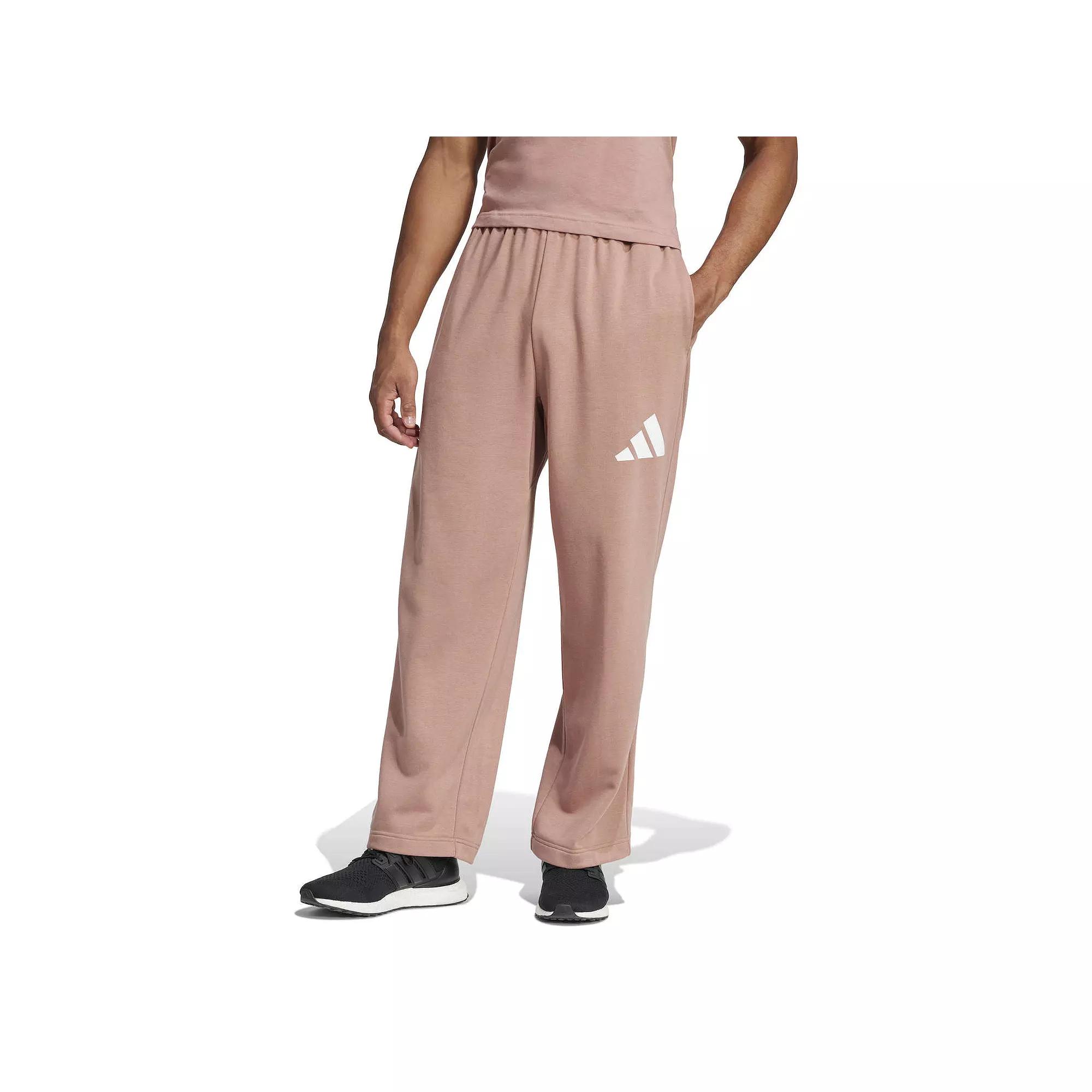 Men's adidas Essentials Three Bar Sportswear Pants, Size: XL, Warm Clay White Product Image