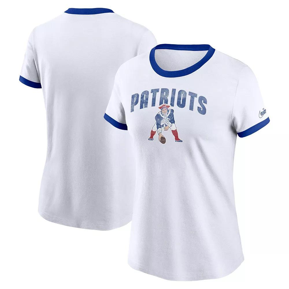 Women's Nike White New England Patriots Rewind Ringer T-Shirt,  Product Image