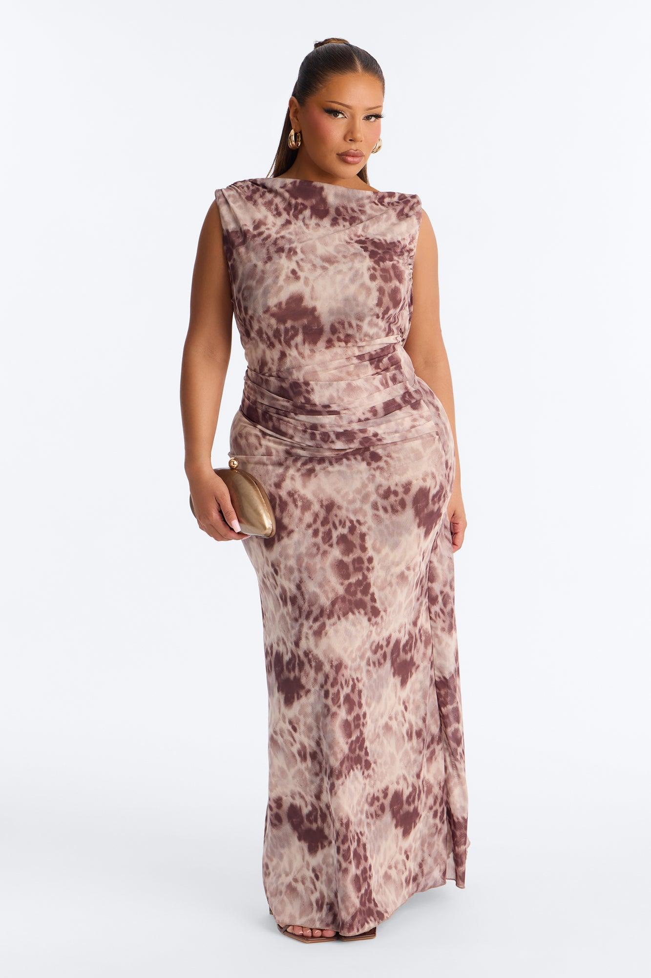 Wild Side Leopard Mesh Maxi Dress - Leopard Female Product Image