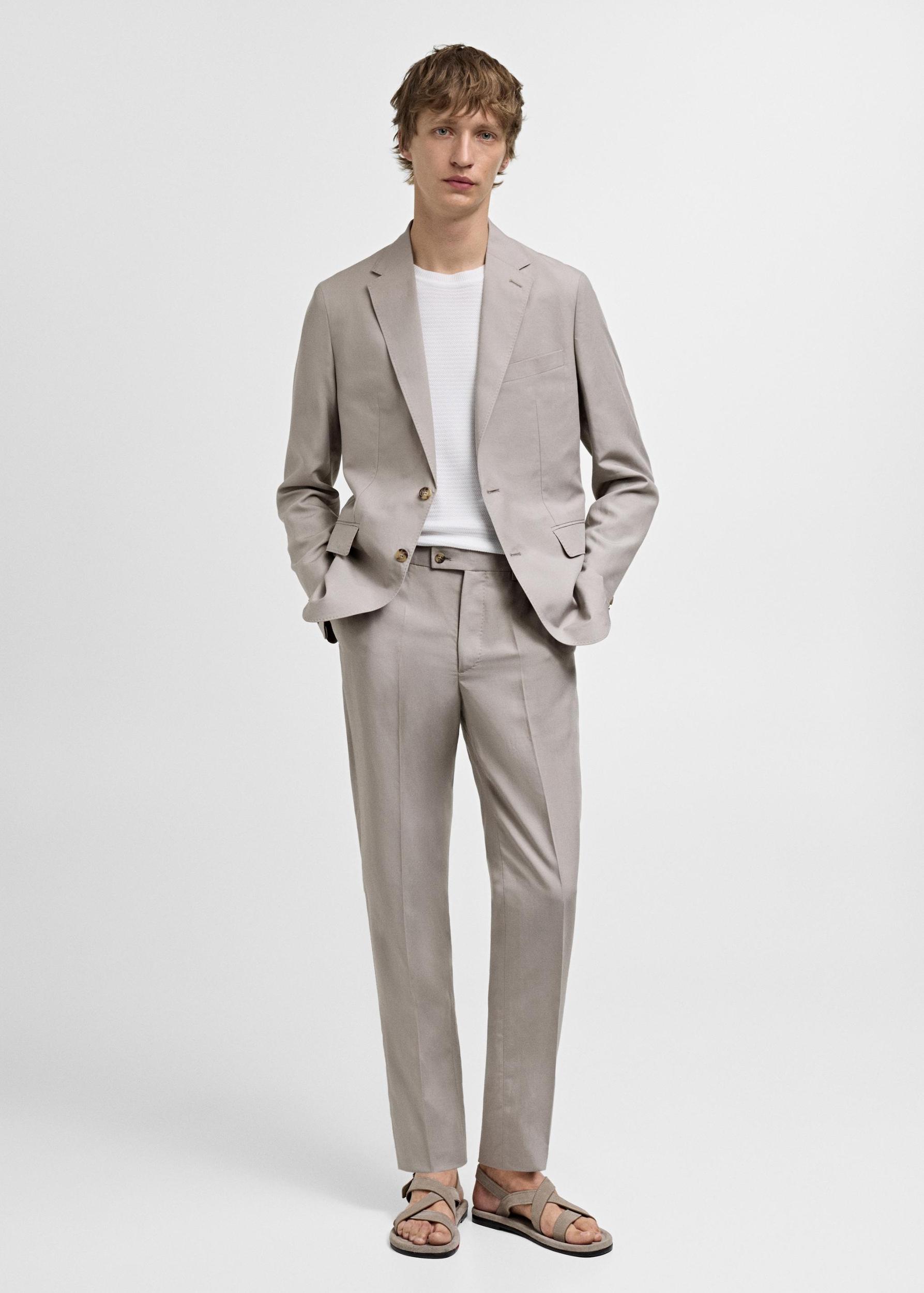 Slim-fit linen-blend suit pants - Men | MANGO USA Product Image