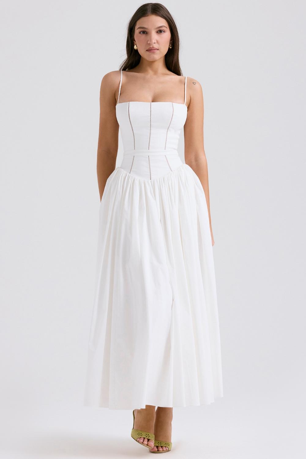 Ysabella  white cotton maxi sundress Product Image