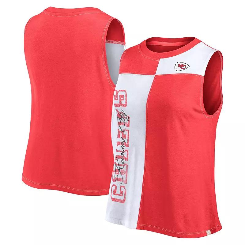 Women's Fanatics Red/White Kansas City Chiefs Script Color Block Tank Top,  Product Image