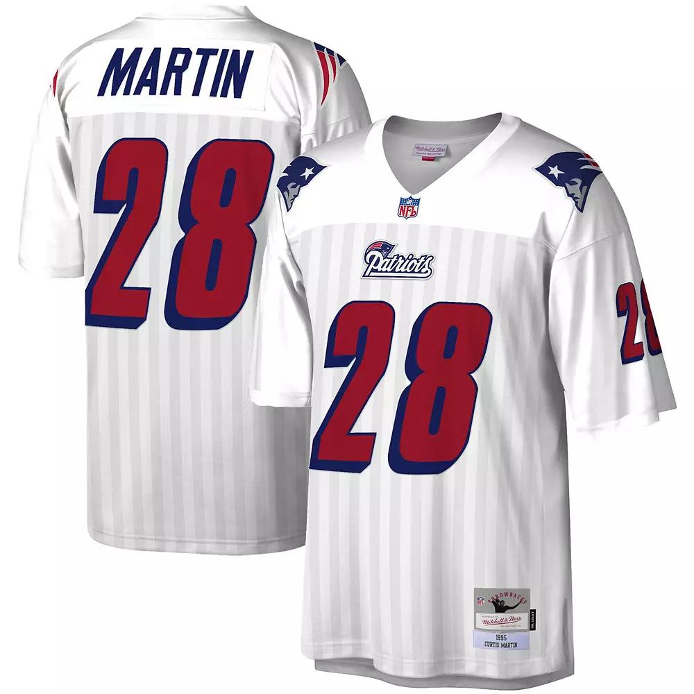 Men's Mitchell & Ness Curtis Martin White New England Patriots 1995 Legacy Replica Jersey,  Product Image