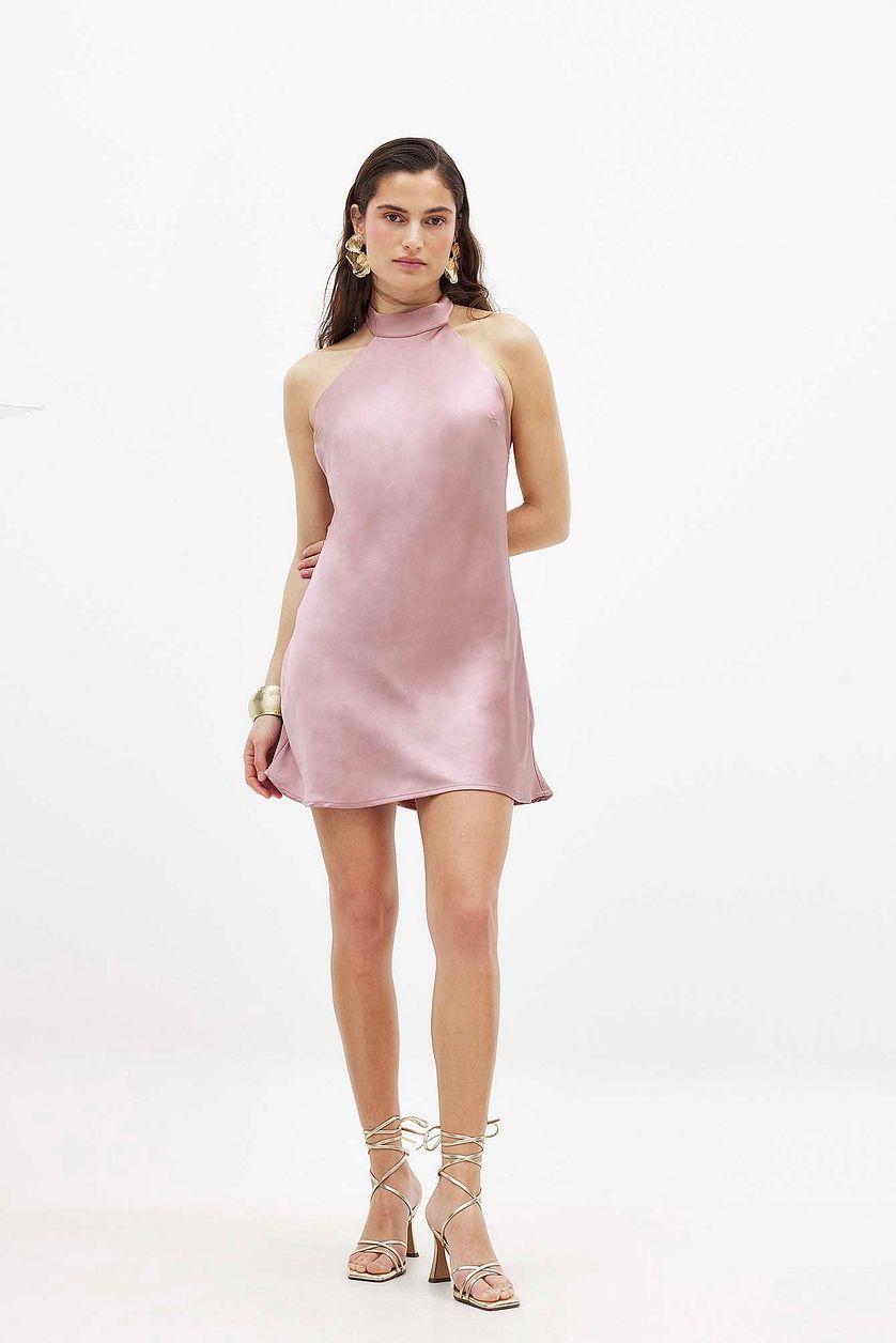 Hammered Satin Tie Back Mini Dress Product Image