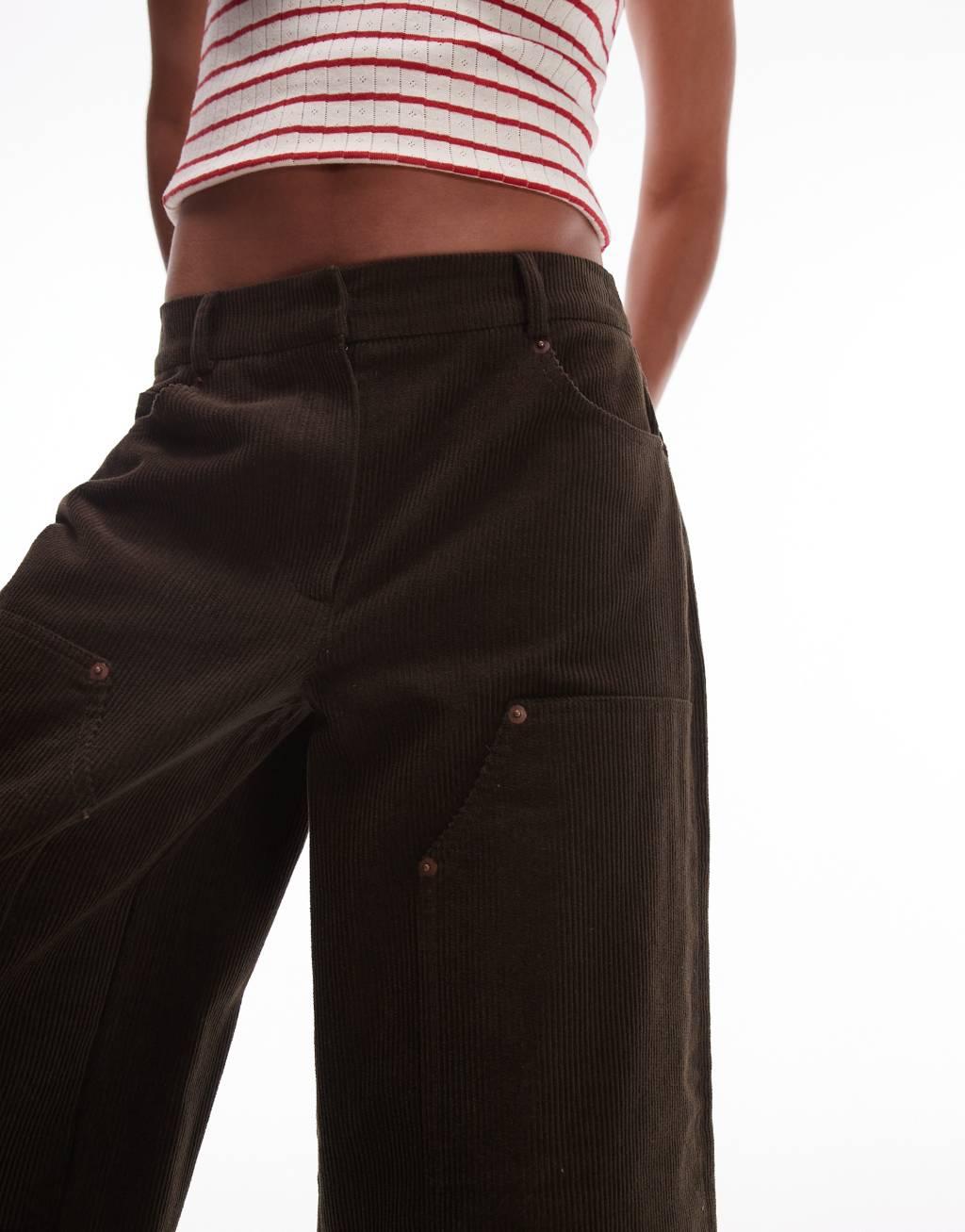Topshop cord pants in brown Product Image