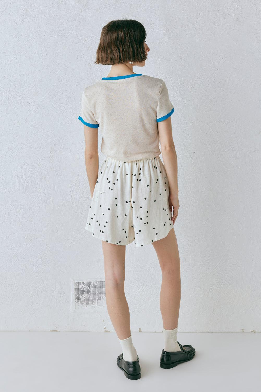 Eliza Linen Shorts Dot Product Image