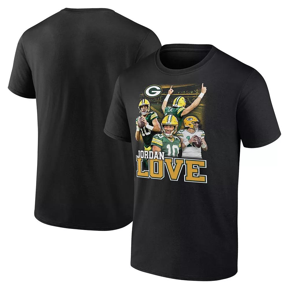 Men's Fanatics Jordan Love Black Green Bay Packers Notorious Player Graphic T-Shirt,  Product Image
