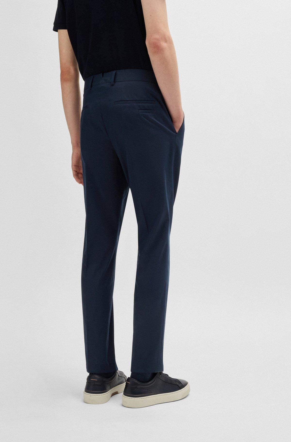 Slim-fit trousers in stretch cotton with silk Product Image