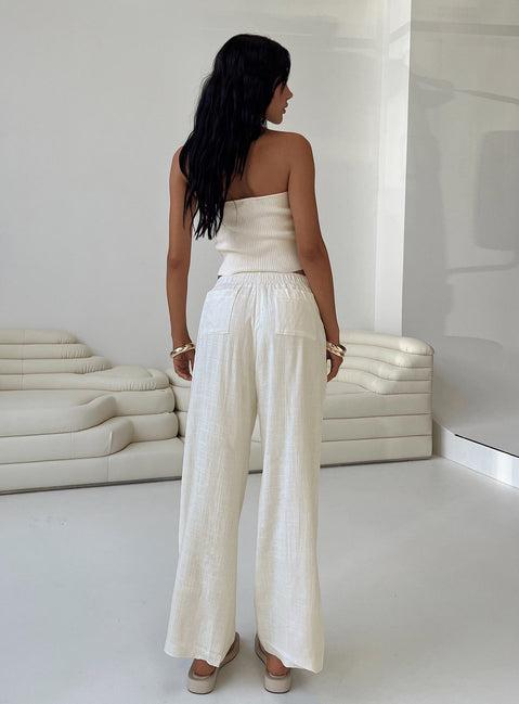 Louis Linen Blend Pants Off White Product Image