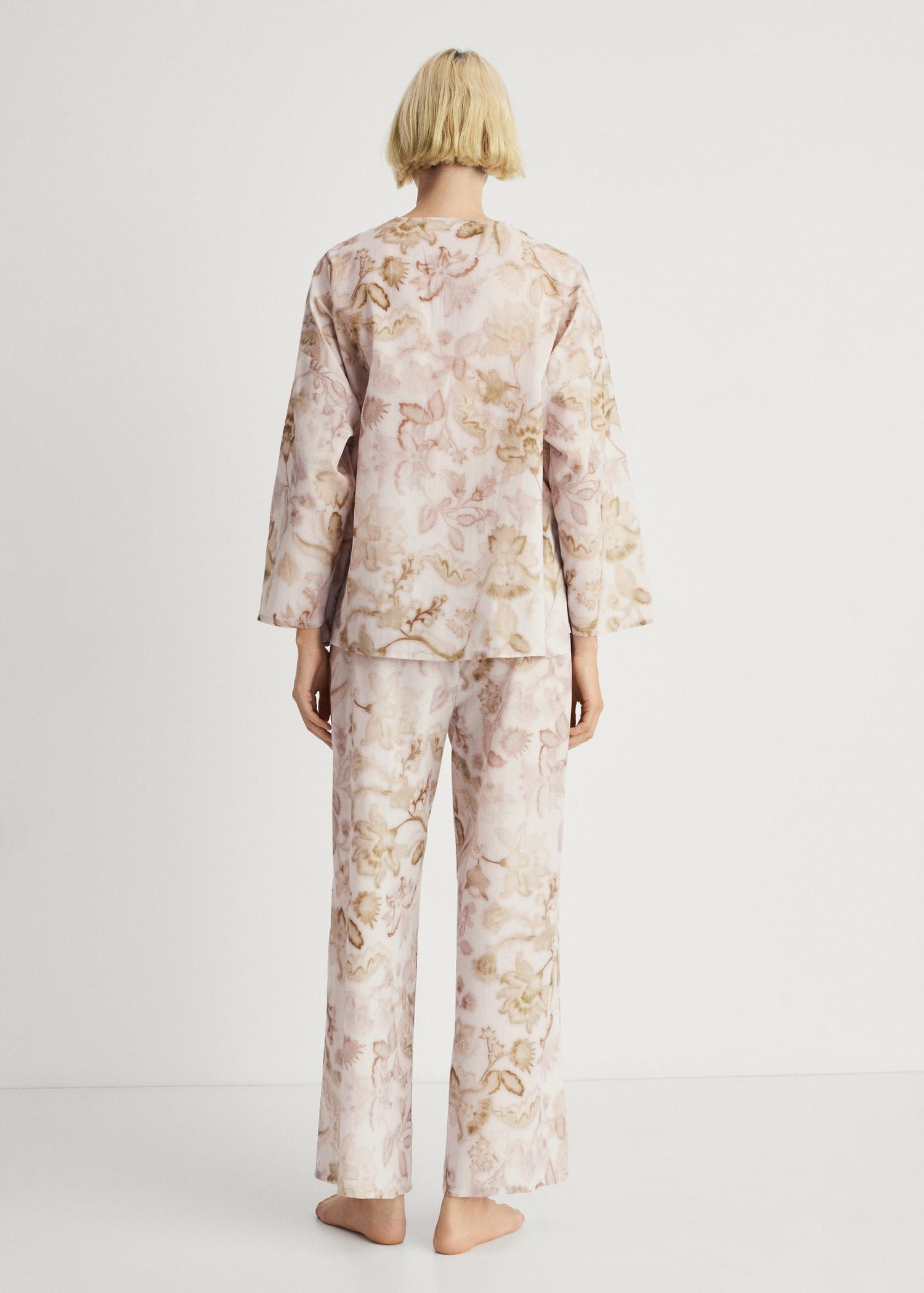 Pajama pants with floral detail - Women | MANGO USA Product Image
