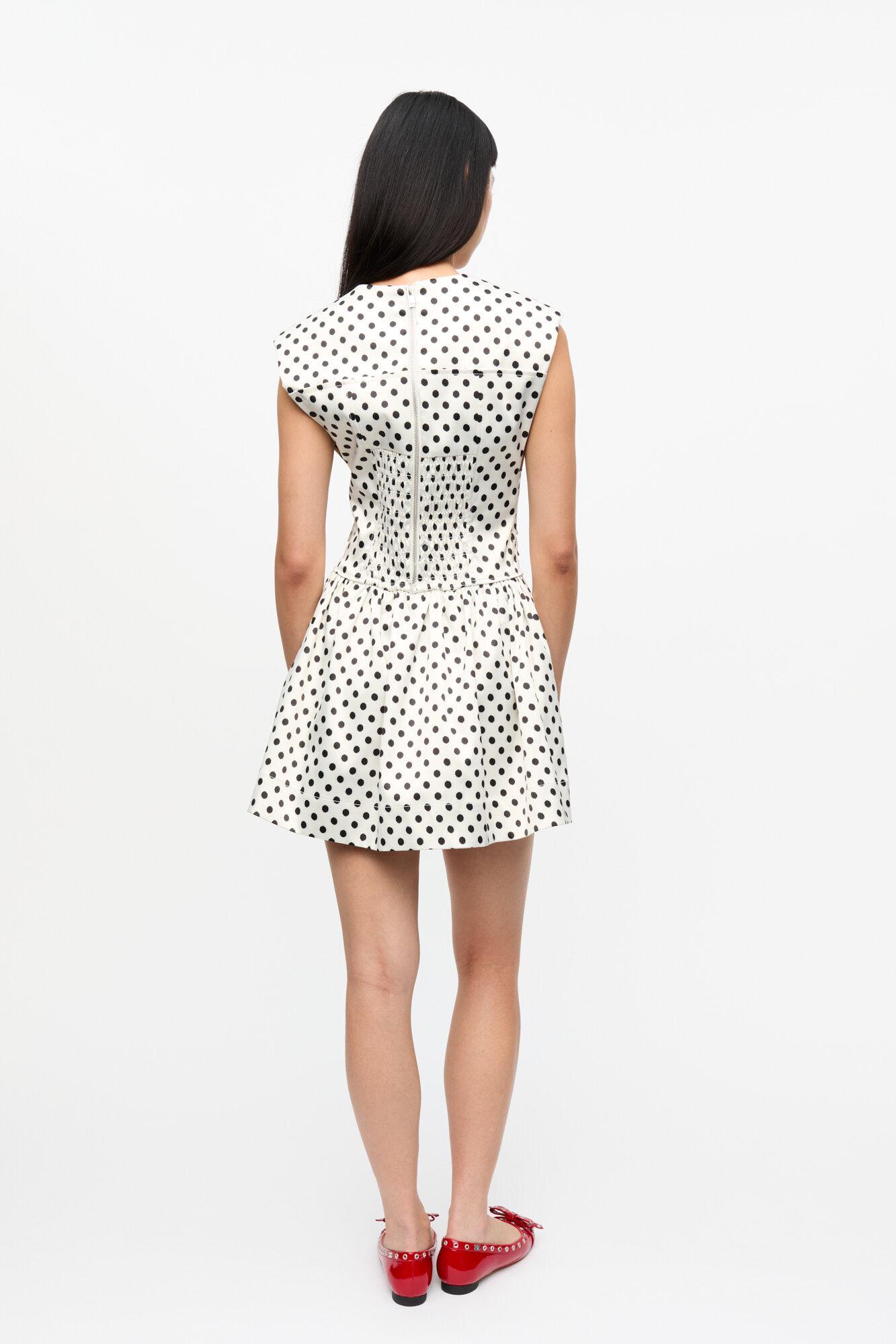 Polka-Dot Satin Corset Mini Dress Product Image