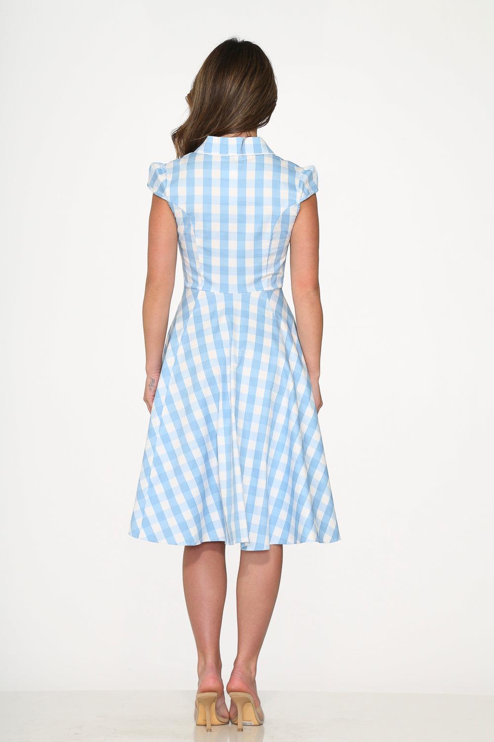 Blue Checkmate Swing Dress Product Image