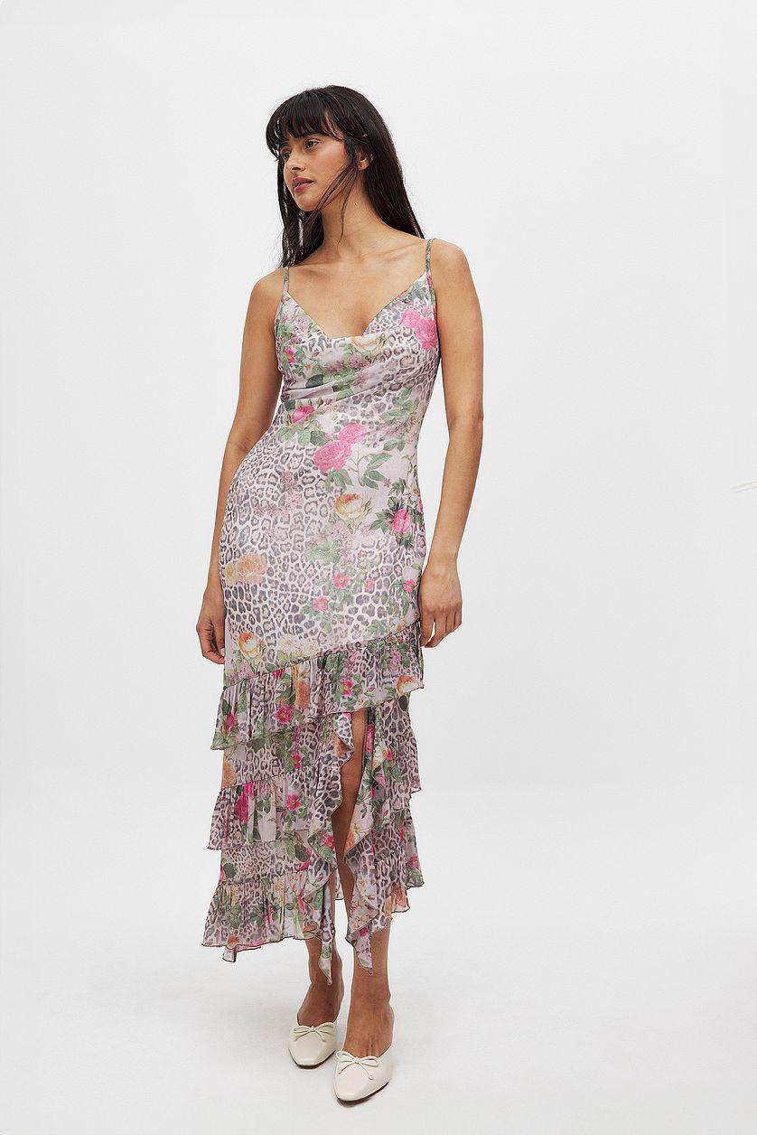 Mesh Flounce Midi Dress Product Image