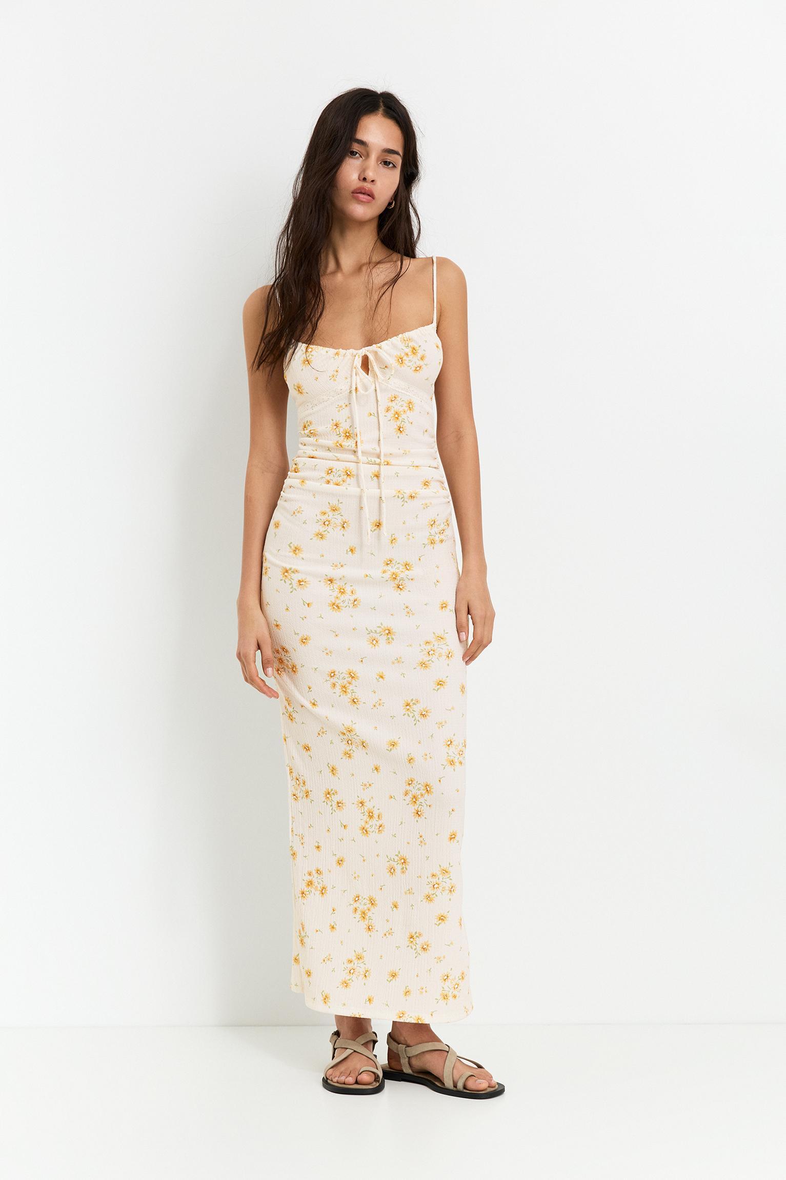 Floral crepe midi dress Product Image