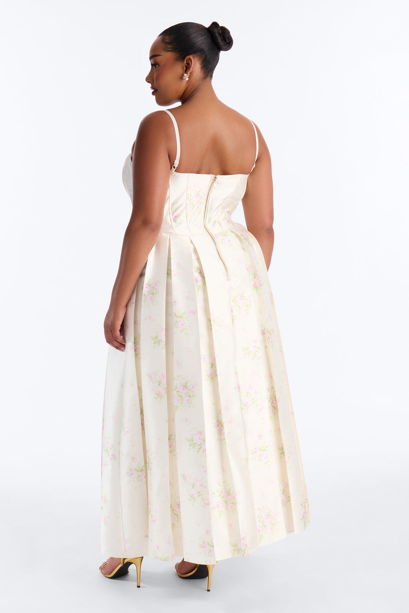Tea Party Pleated Taffeta Gown - Cream/combo Female Product Image