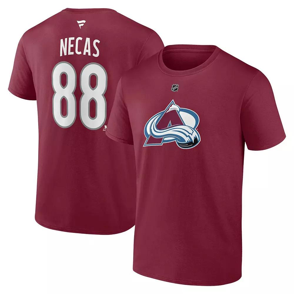 Men's Fanatics Martin Necas Burgundy Colorado Avalanche Authentic Stack Name & Number T-Shirt,  Product Image