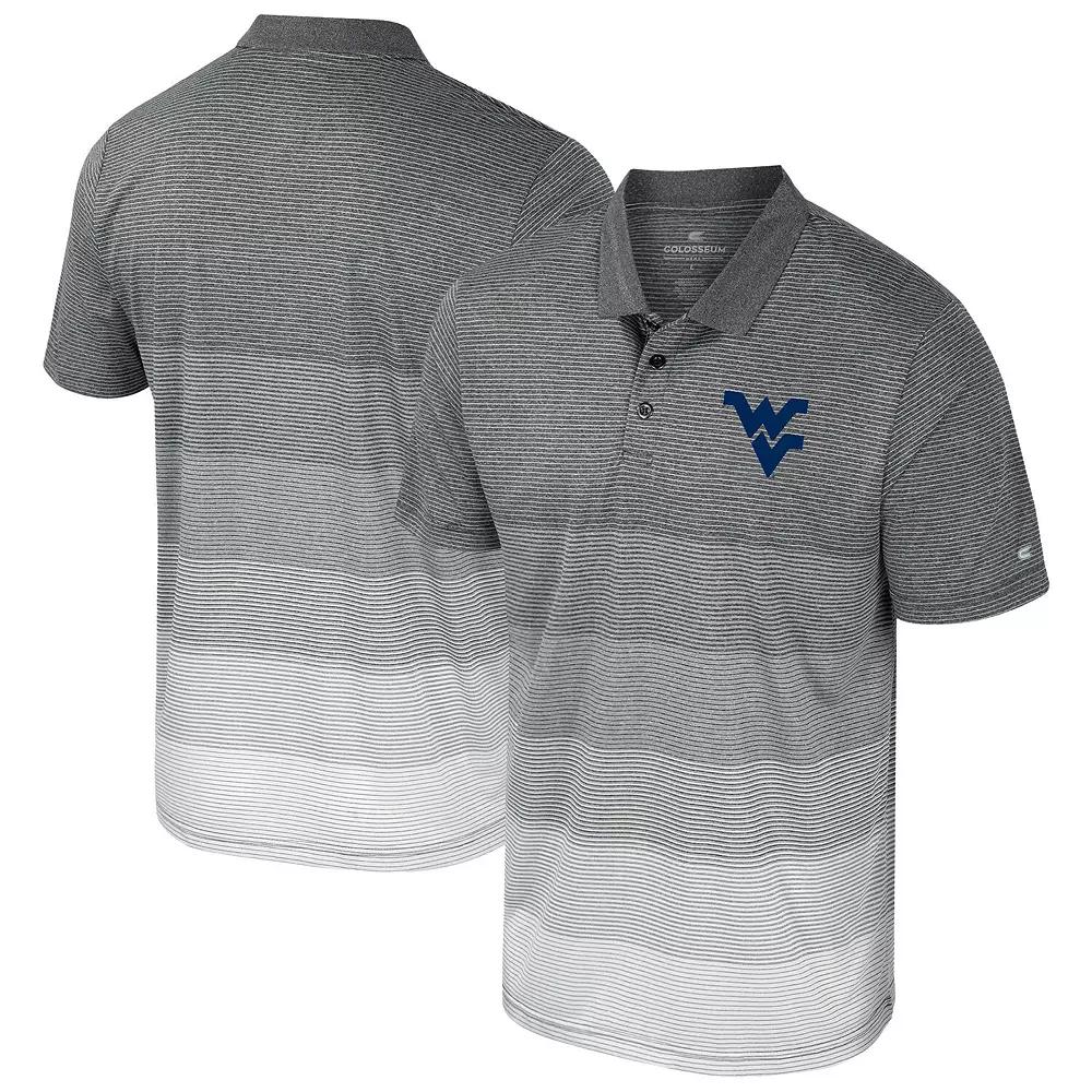 Men's Colosseum Gray West Virginia Mountaineers Striped Mesh Polo,  Product Image