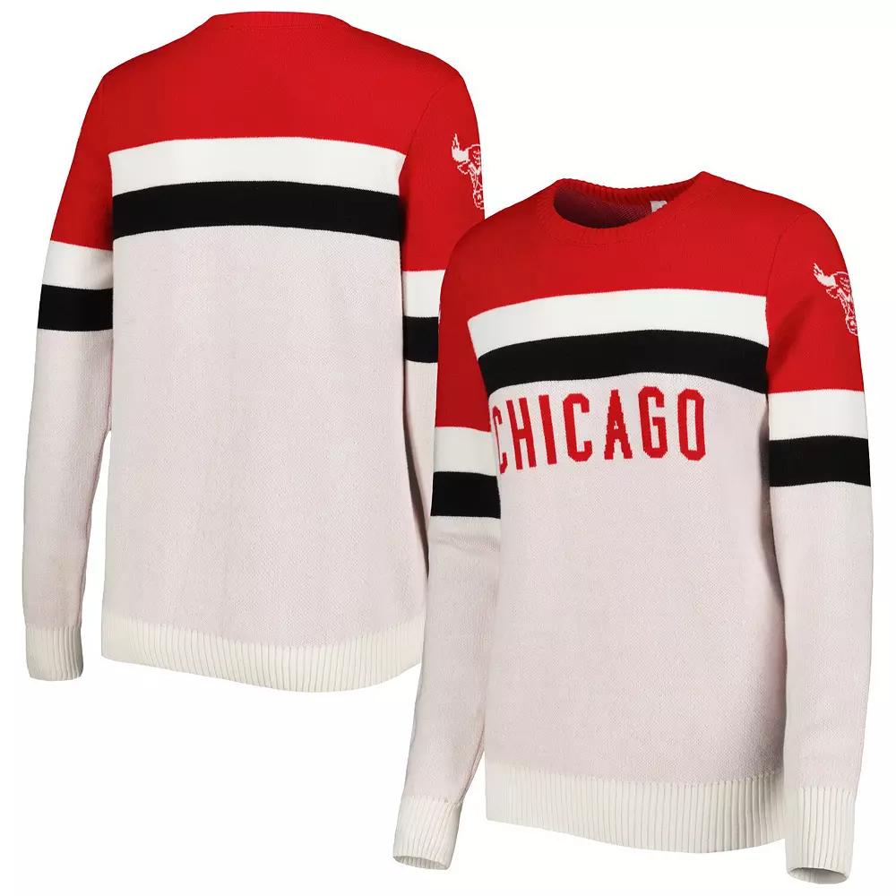 Women's Lusso Red/Cream Chicago Bulls Dominique Pullover Sweater,  Product Image