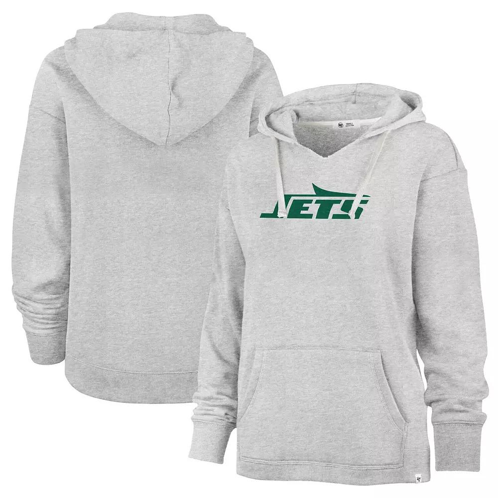 Women's '47 Gray New York Jets Premier Kennedy V-Neck Pullover Hoodie,  Product Image