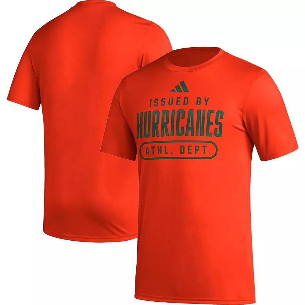Men's adidas Orange Miami Hurricanes Sideline AEROREADY Pregame T-Shirt, Size: Large Product Image
