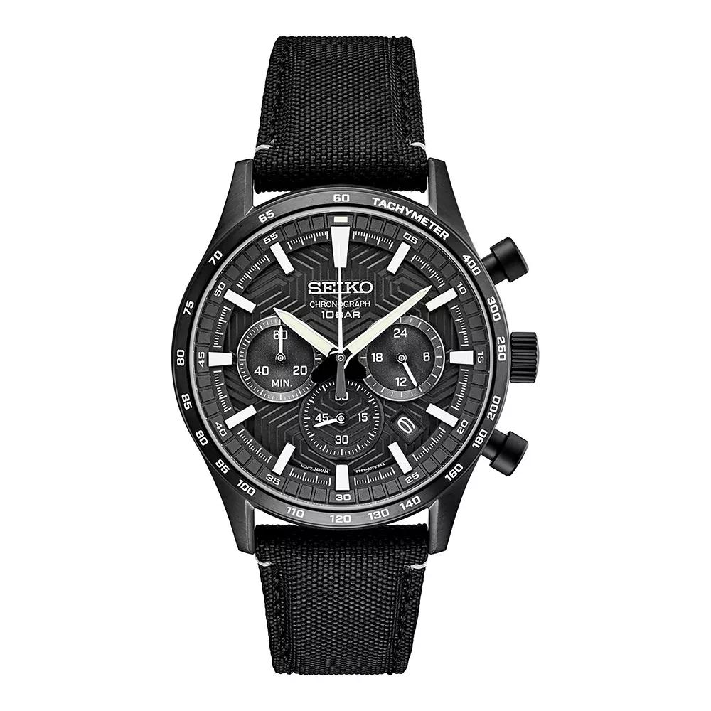 Seiko Essentials Mens Black Dial Chronograph Strap Watch - SSB417 Product Image