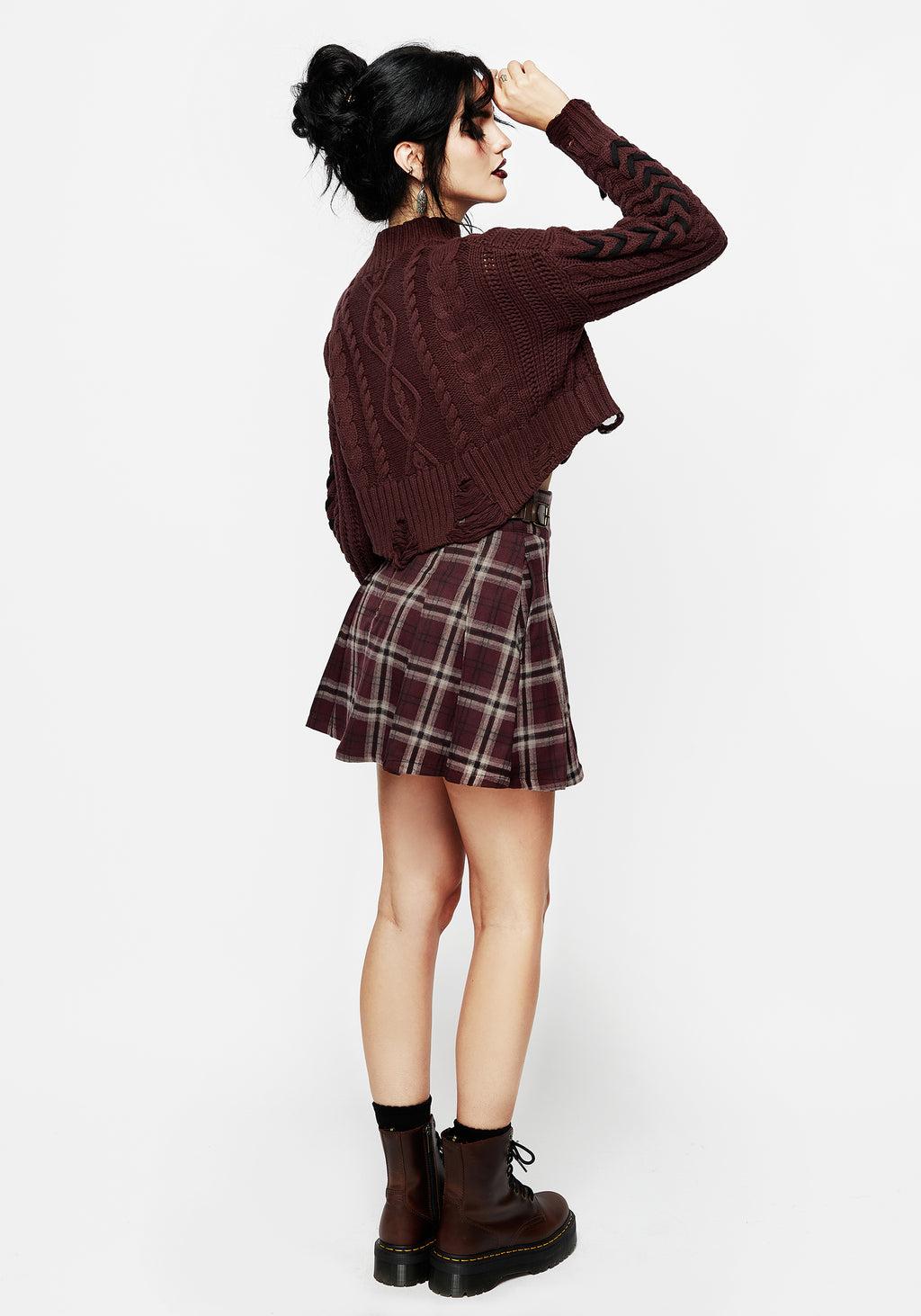 Bramble Check Pleated Mini Skirt Product Image