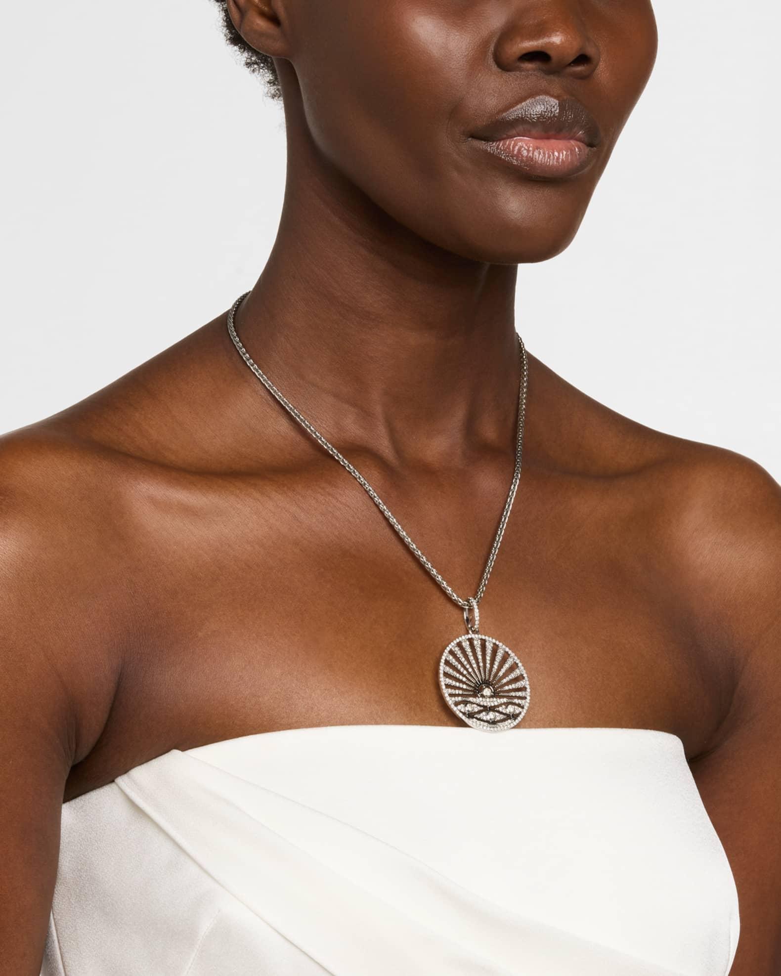 Sterling Silver Diamond Sunrise Pendant Necklace Product Image