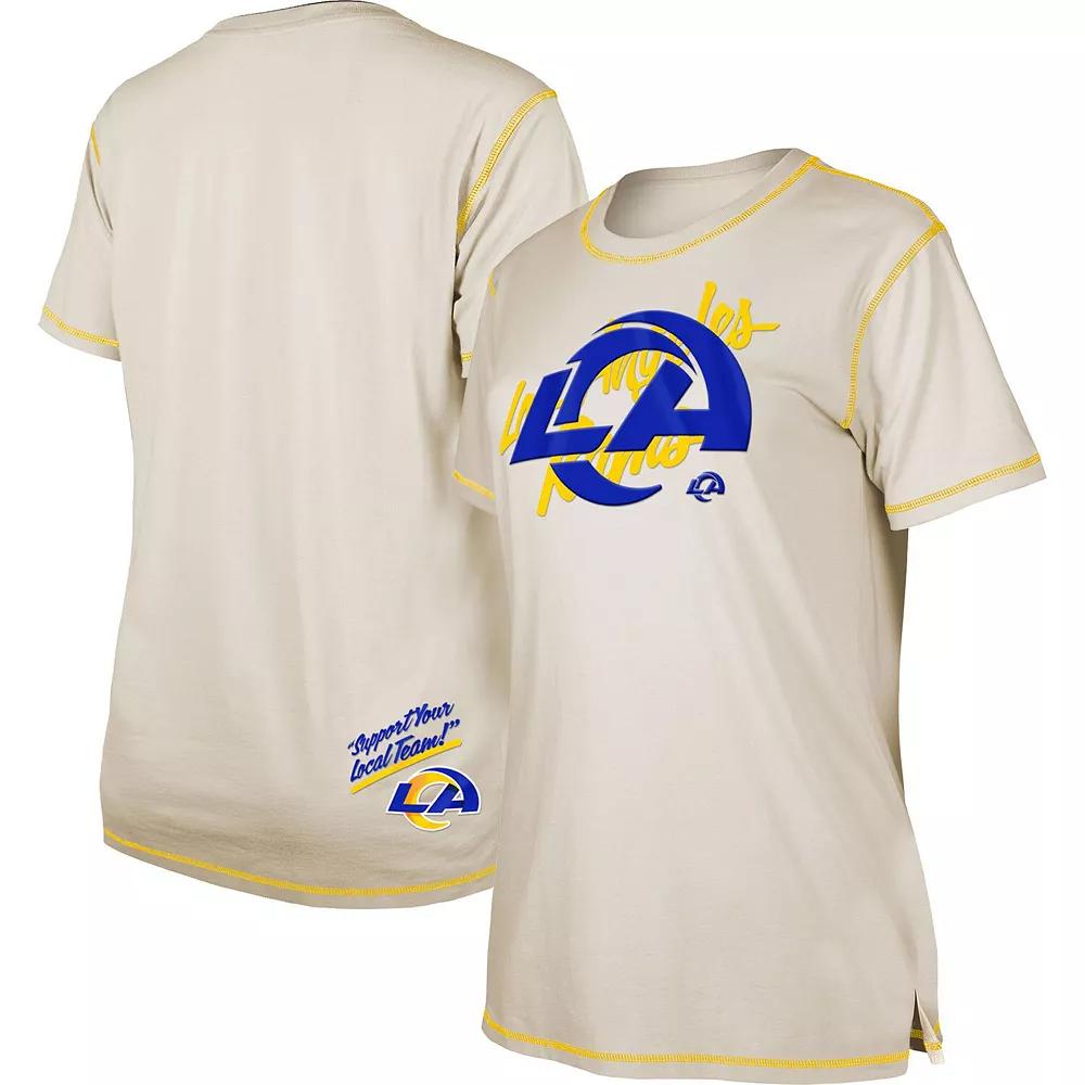 Women's New Era Cream Los Angeles Rams Split T-Shirt,  Product Image