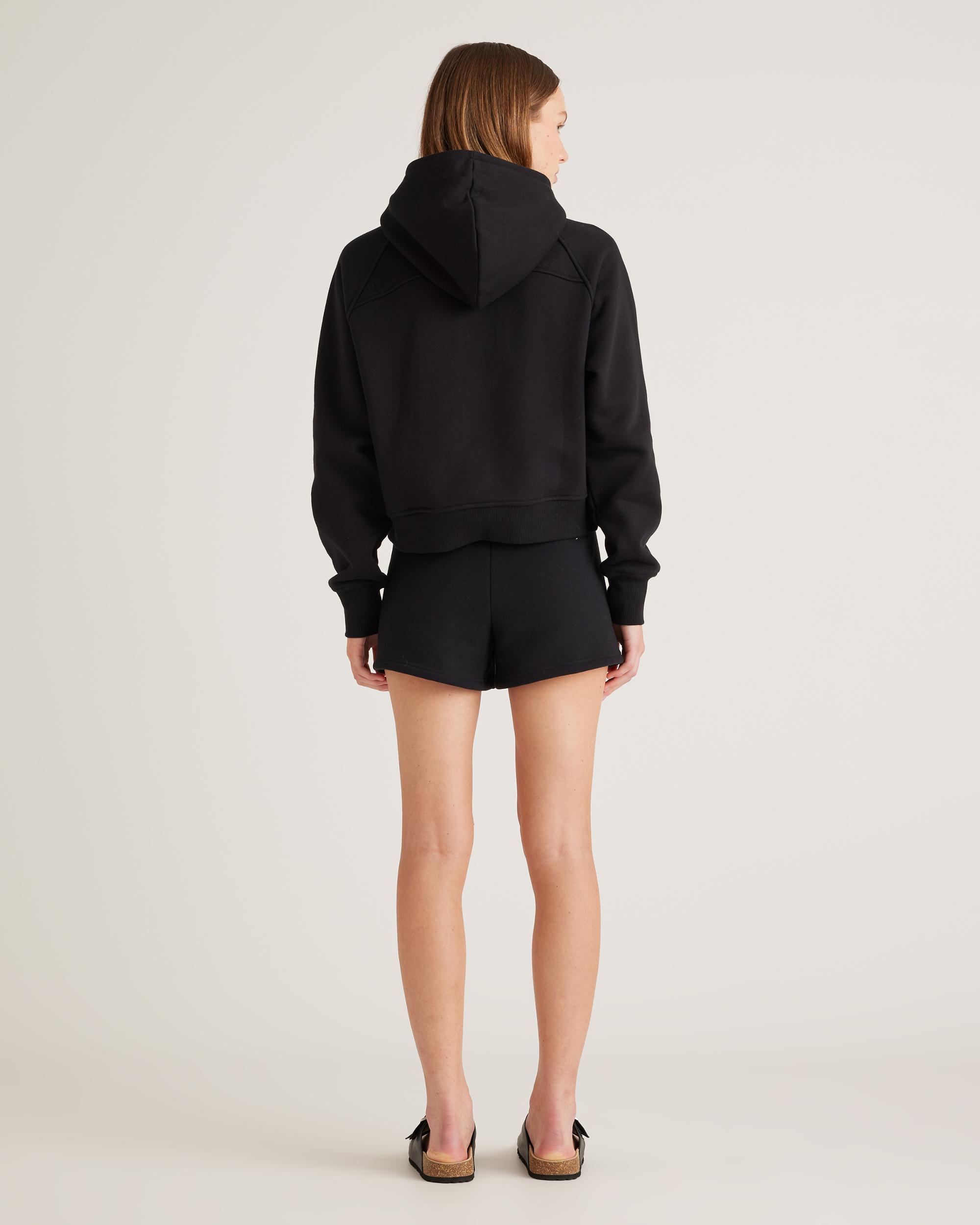 Quince | Women's Organic Heavyweight Fleece Cropped Half Zip Hoodie Size XS, Organic Cotton Product Image