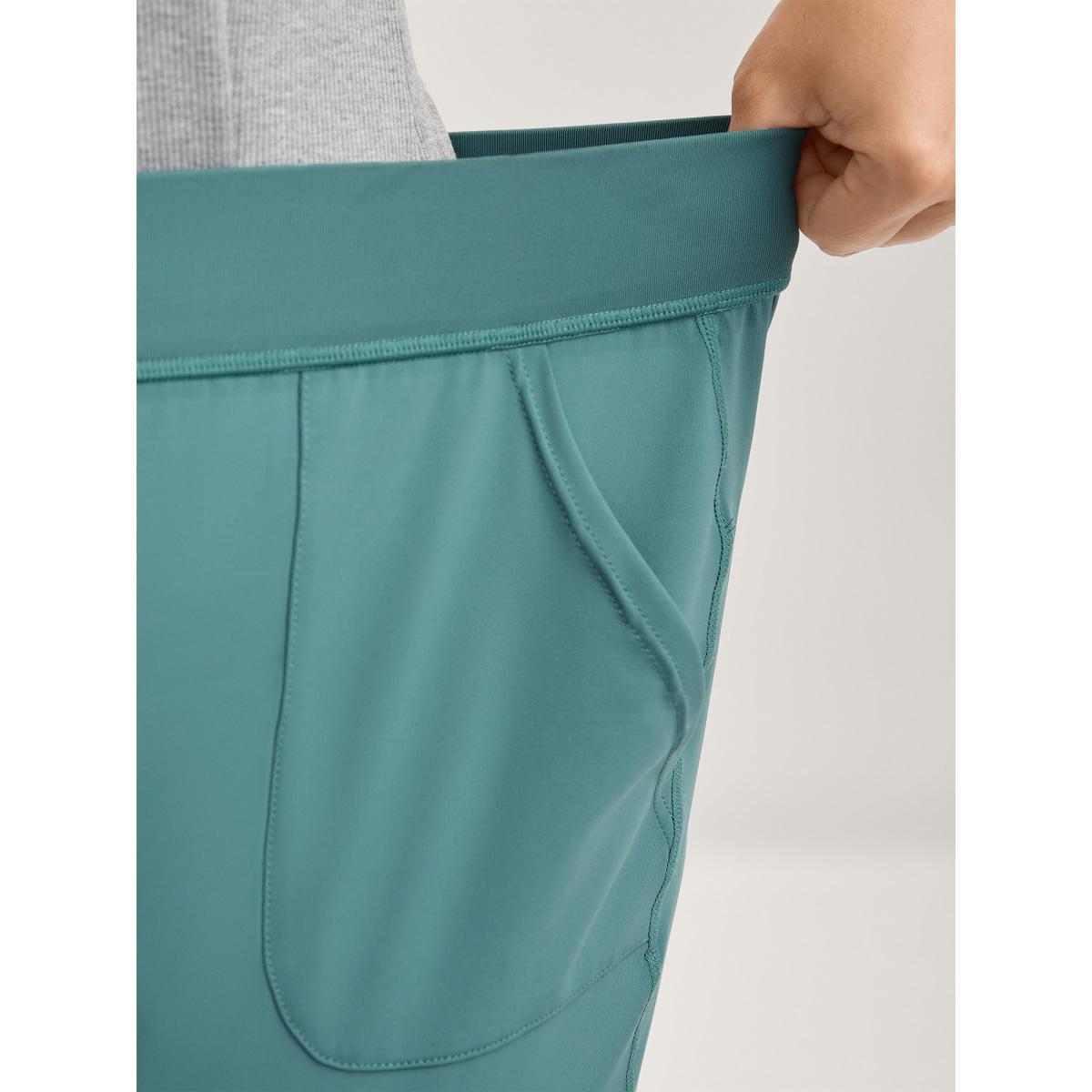 Plus Size Stretchy Pull-On Straight-Leg Pants Women Cerulean Casual Straight Leg Mid Rise Casual Pants BloomChic 14-16/1X Product Image