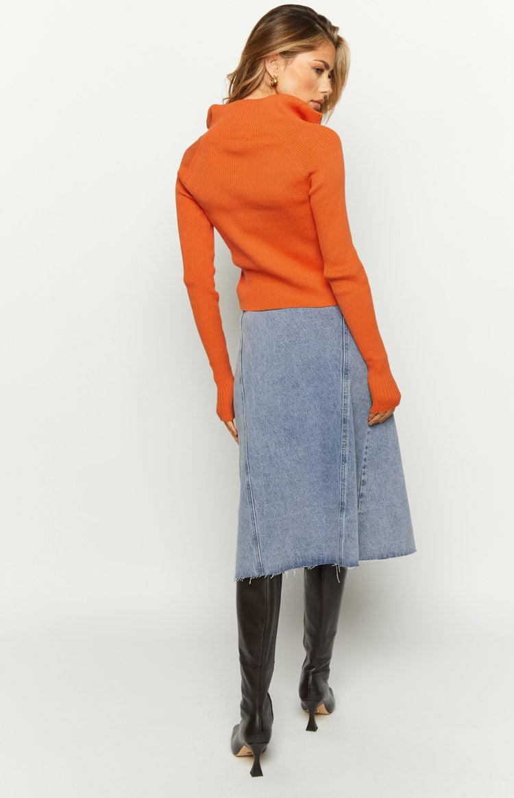 Jas Mid Wash Mid Waist Denim Midi Skirt Baby Product Image