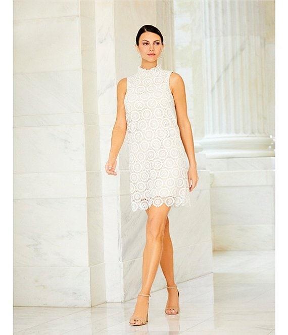 Preston & York Rita Lace Mock Neckline Tie Back Dress Product Image