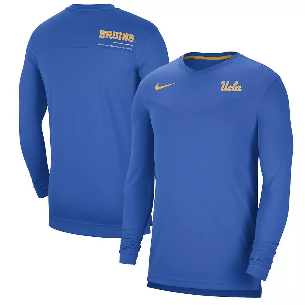 Men's Nike Blue UCLA Bruins 2022 Coach Performance Long Sleeve V-Neck T-Shirt,  Product Image